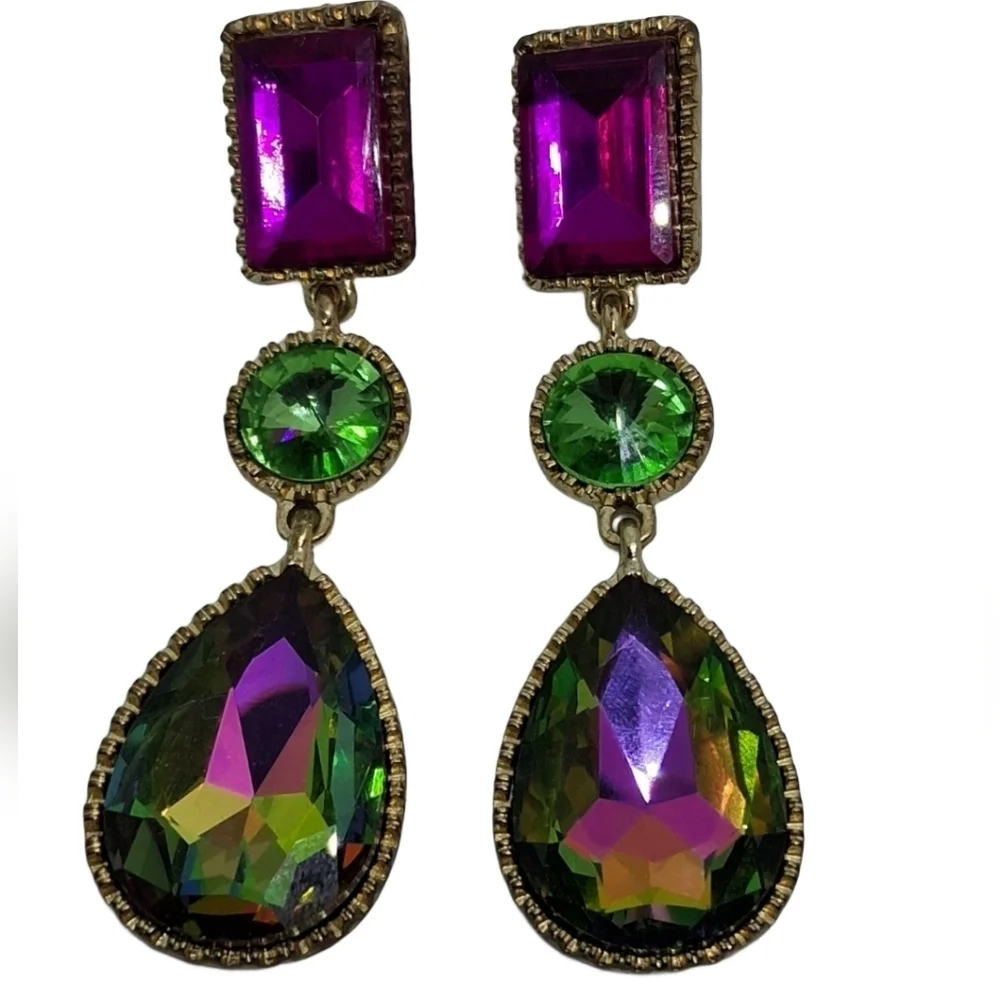 Dazzling Multi-Color Drop Earrings - Picture 4 of 6